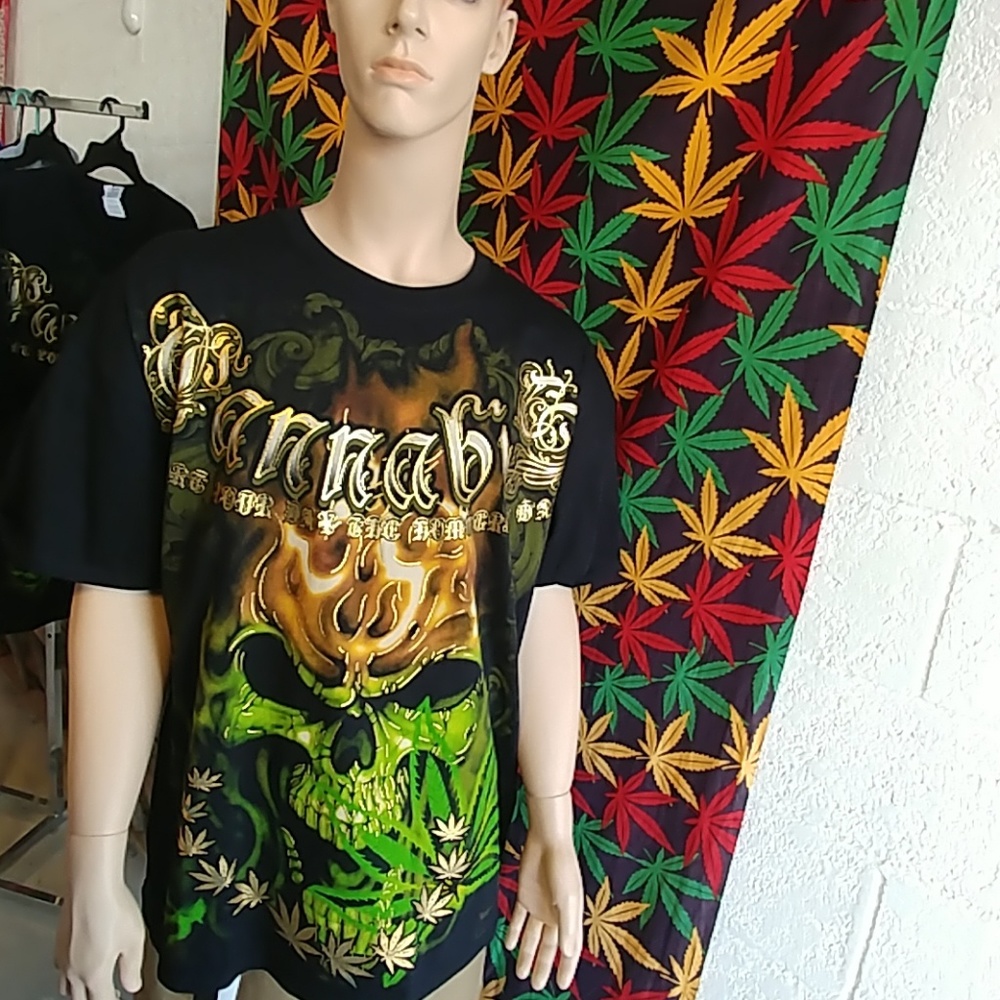 Green leaf and green skull